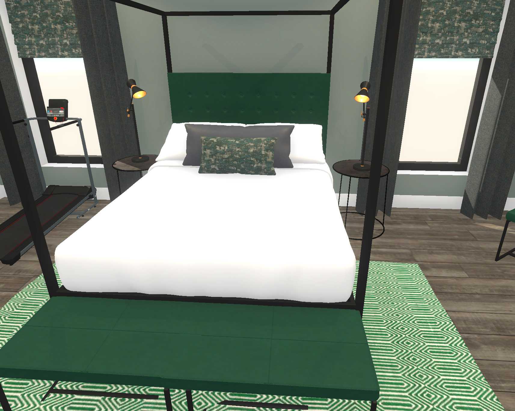 Dark green bedroom design