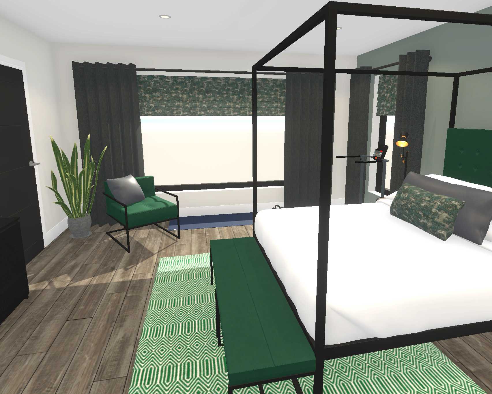 Green bedroom design