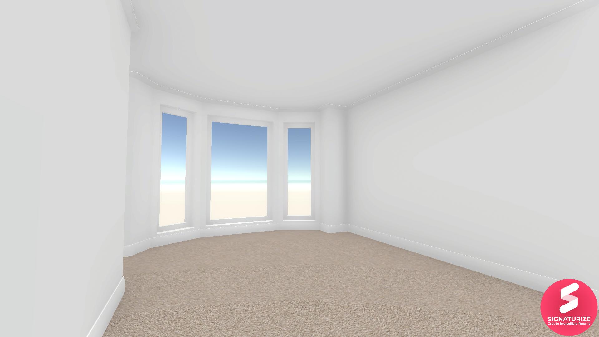 empty bedroom with large windows