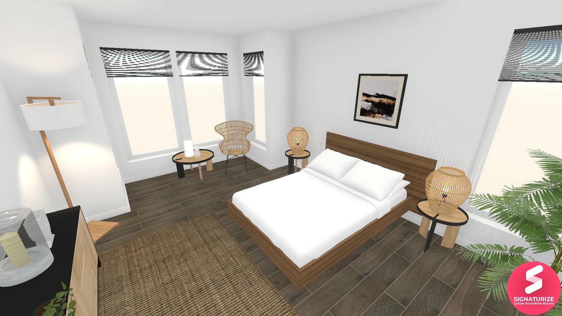 Modern eco bedroom Japan style with rattan furniture Modern eco bedroom Japan style with rattan furniture