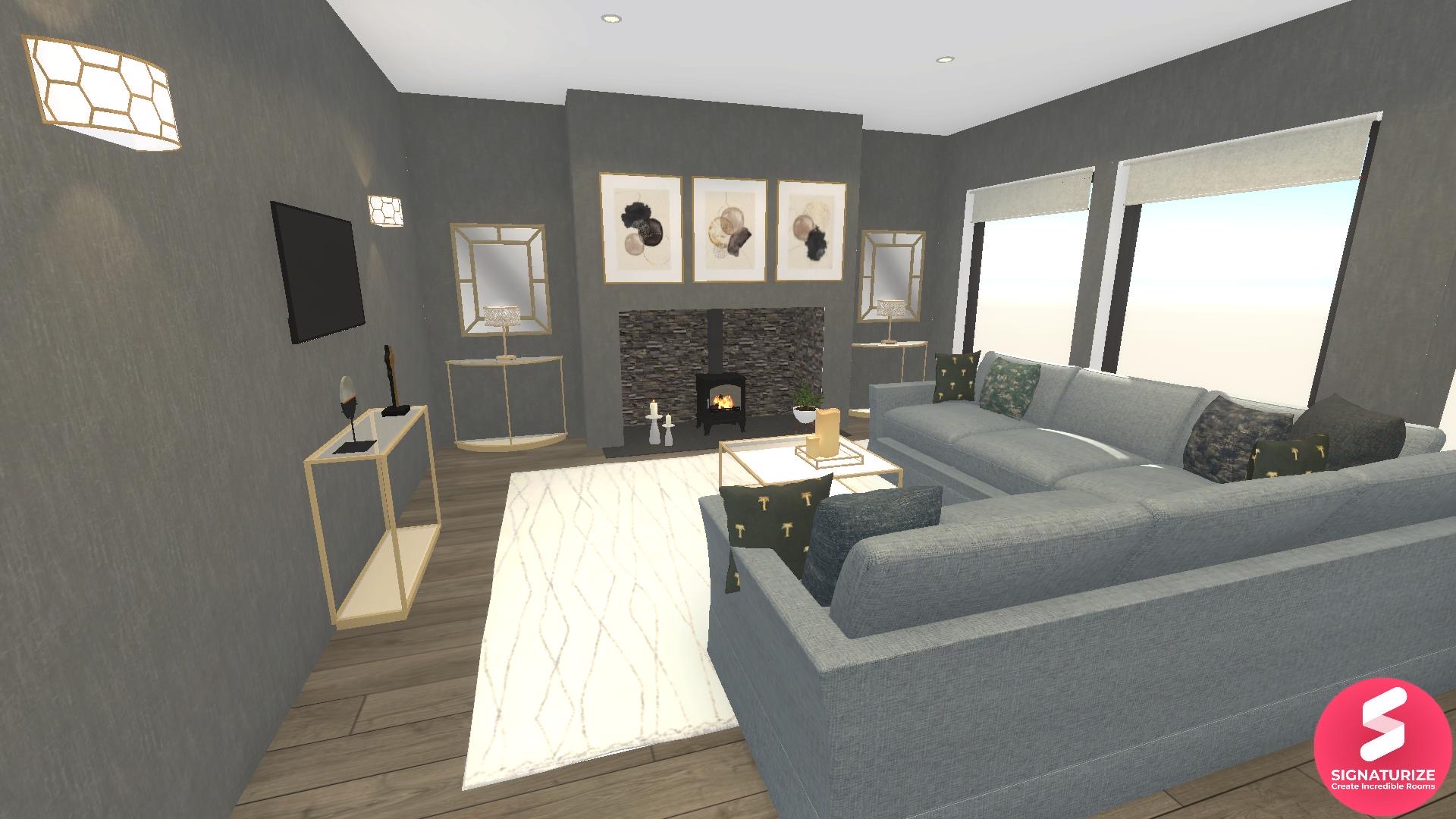 Grey Art Deco Living Room Idea