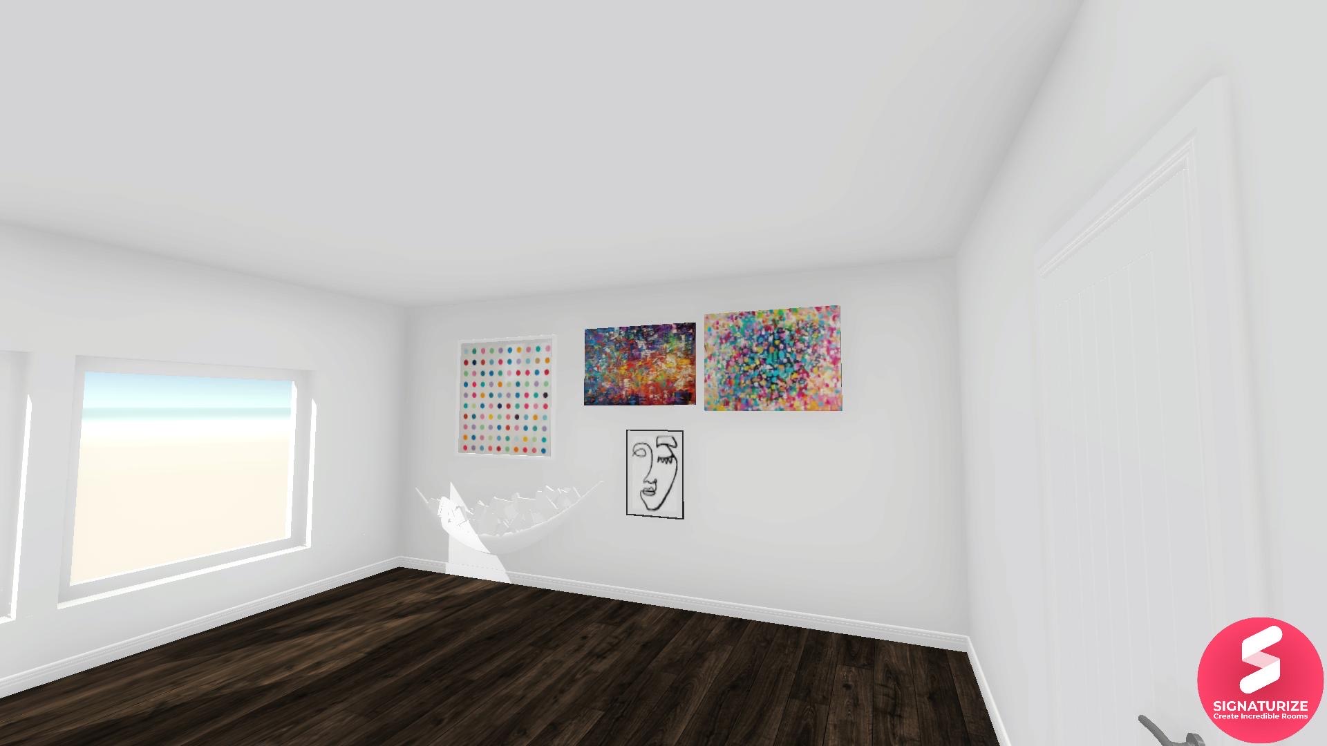 Empty room with Walnut floor and 3d Wall Art