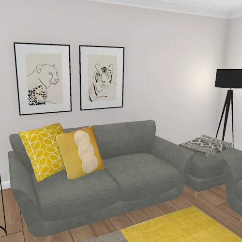 yellow and grey sofa
