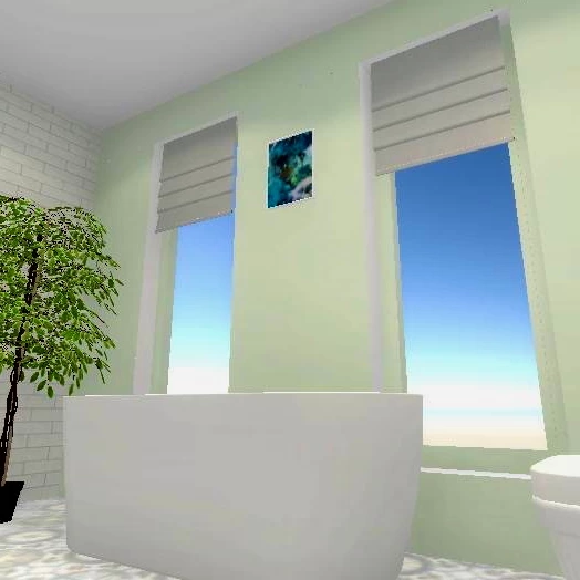 feature green bathroom walls on design app