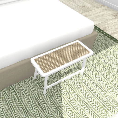 footstool and green rug