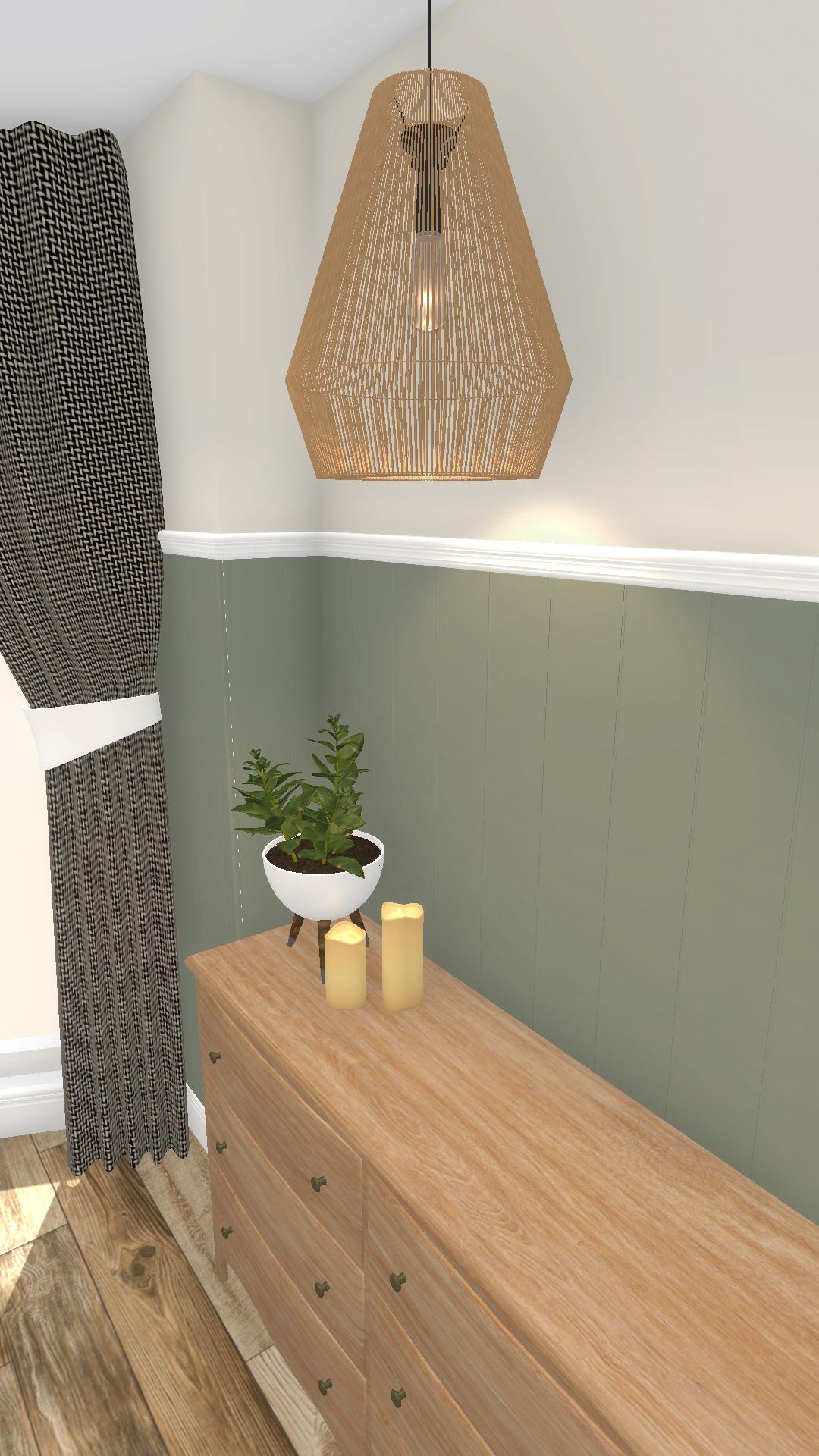 6 drawer chest of drawers with accessories on top under a ceiling lamp natural rattan bedroom furniture